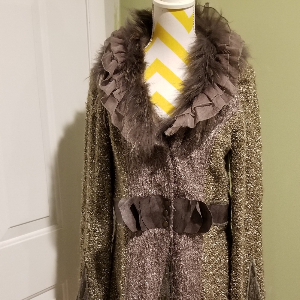 Fur & Leather Jacket Sweater Jacket